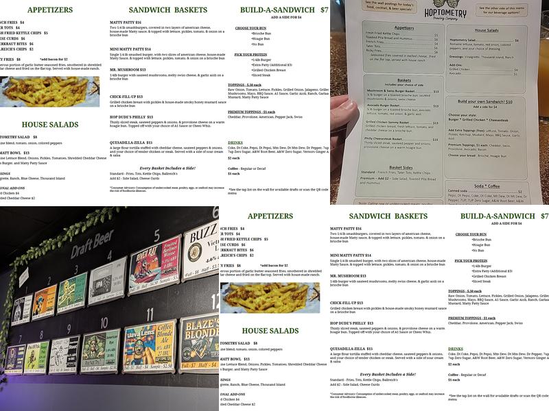 Hoptometry Brewing Company Menu