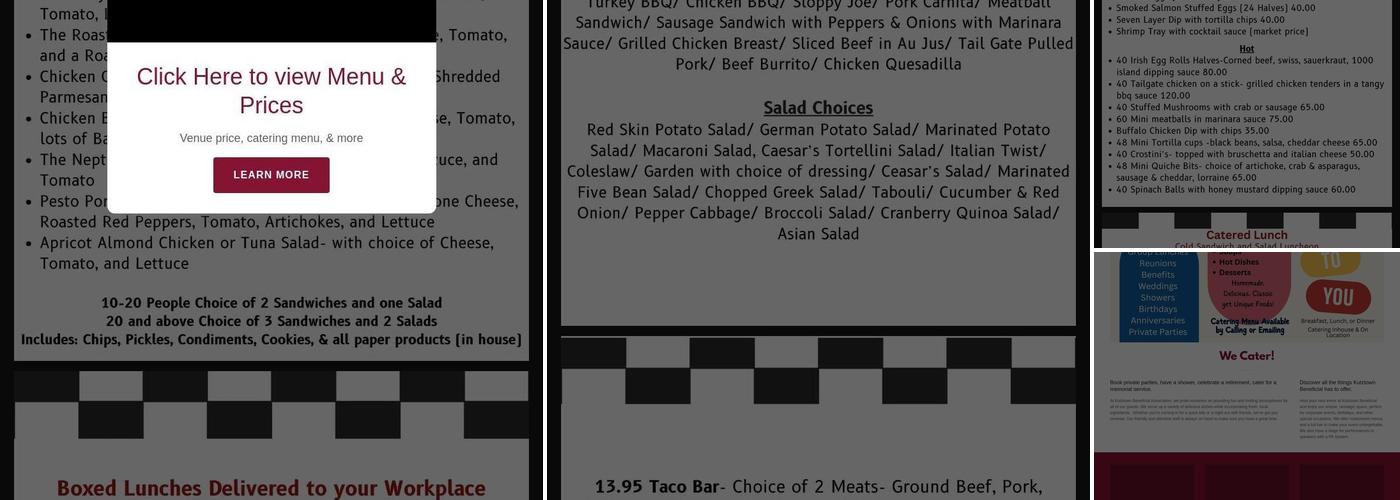 Kutztown Beneficial Association Menu