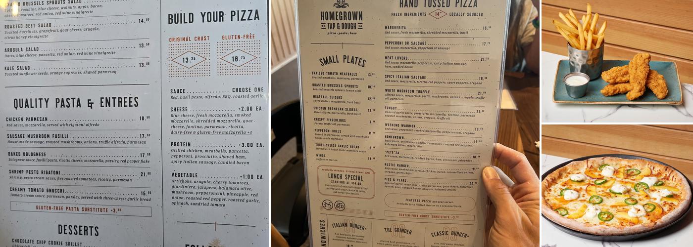 Homegrown Tap & Dough Menu