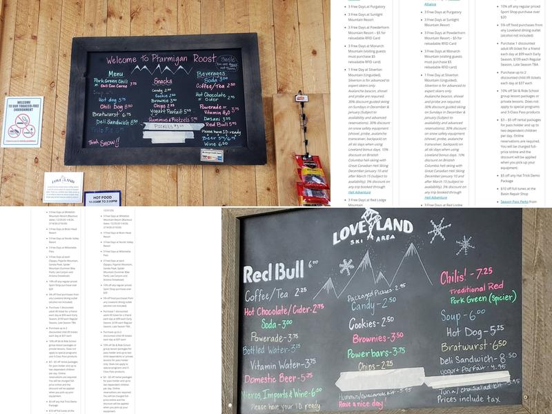 Ptarmigan Roost at Loveland Menu