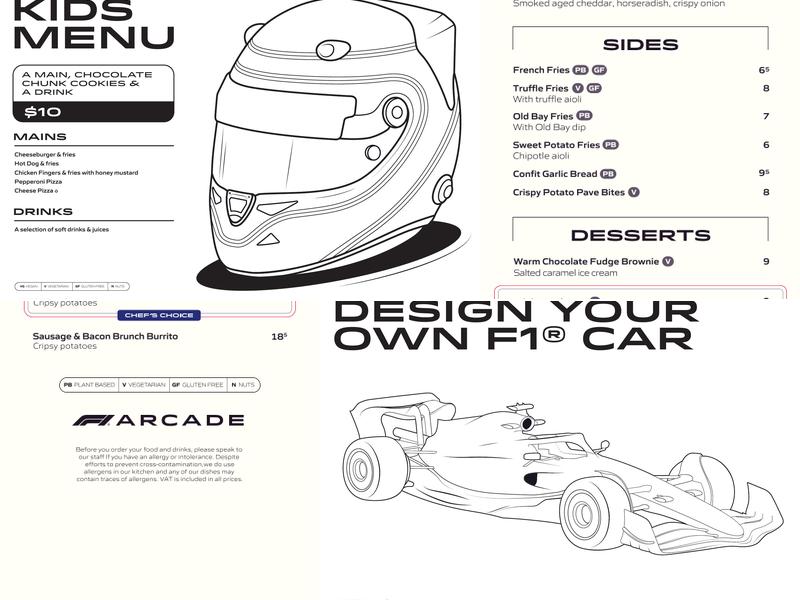 F1 Arcade Philadelphia Menu