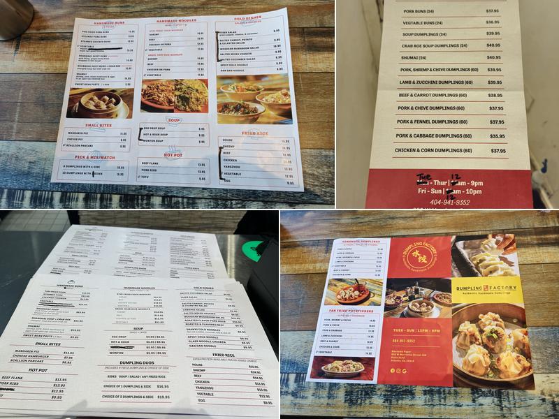 Dumpling Factory Menu