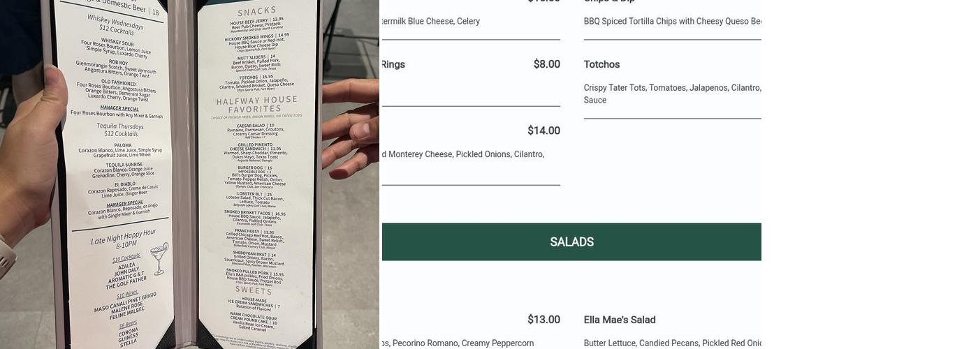 Chips Sports Pub Menu