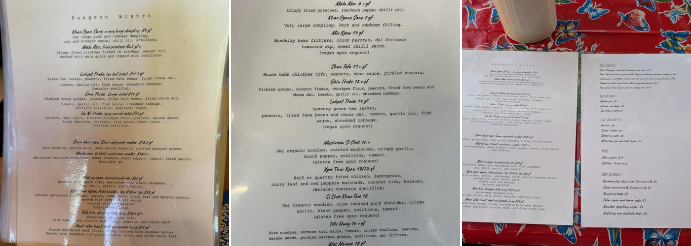 Rangoon Bistro (N) Menu