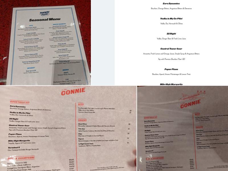 Connie Cocktail Lounge Menu