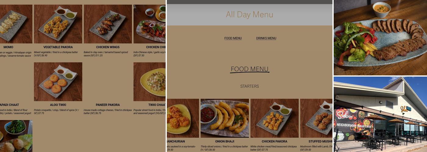 Sukoon Neighborhood Indian Flavor Menu