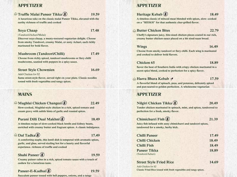 Mahaul Indian Culinary Menu