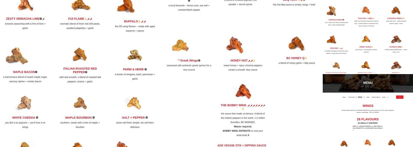 WINGS Chilliwack Menu