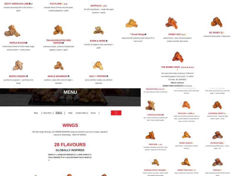 WINGS Chilliwack Menu