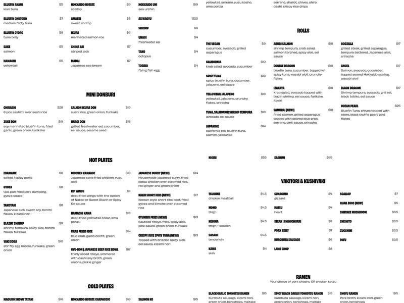 Izakaya Ko Menu