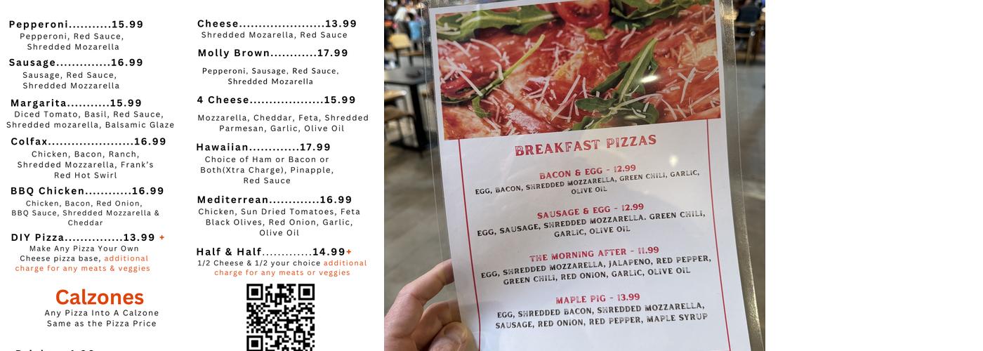 Sloans Wood Fired Pizza Menu