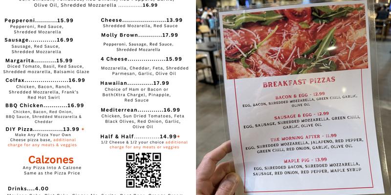 Sloans Wood Fired Pizza Menu