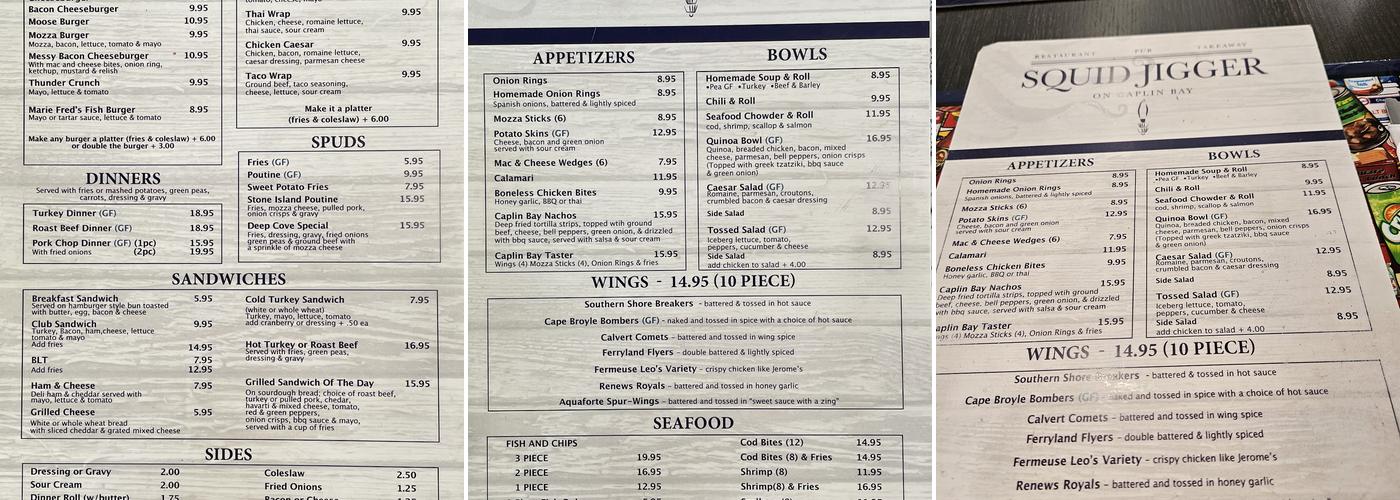 Squid Jigger on Caplin Bay Menu