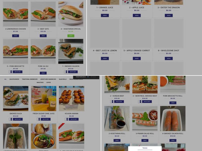 Minh Sandwiches Menu