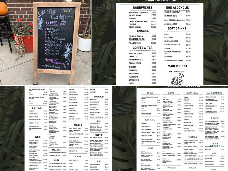 Garden Bar & Bodega Menu