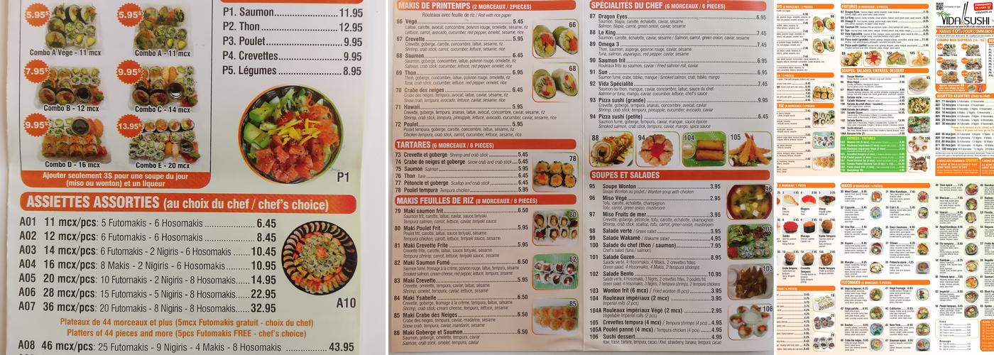 Vida Sushi (Fleury/Bruxelle) Menu