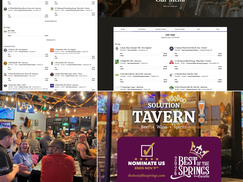 Solution Tavern Menu