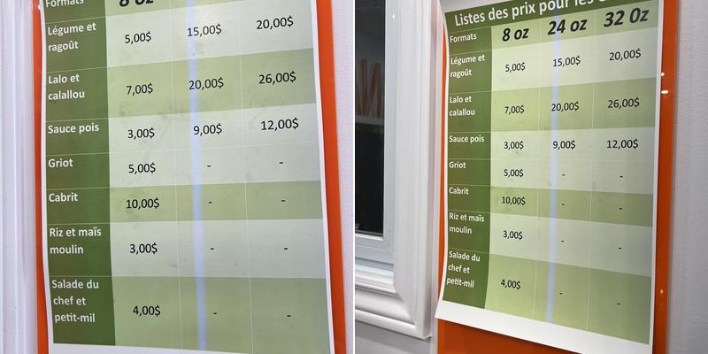 Kanasuk Cuisine Creole Menu