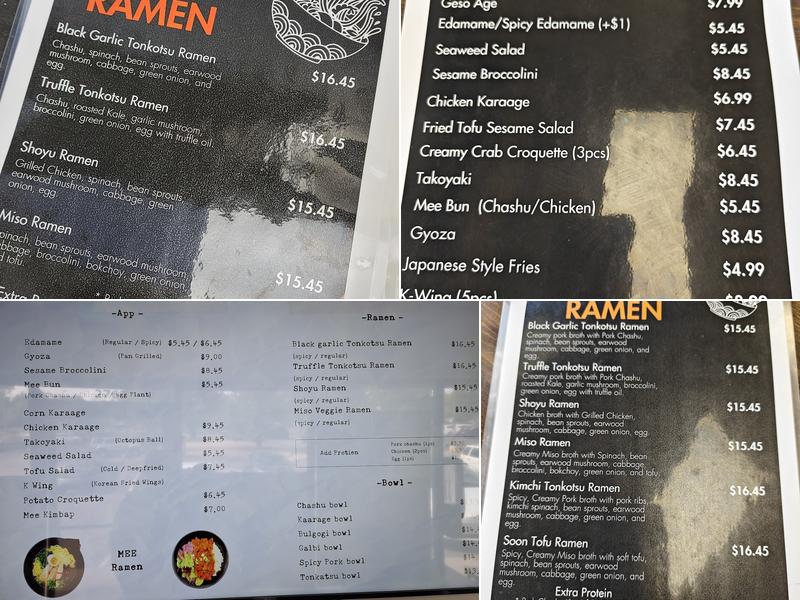 Mee Ramen Menu