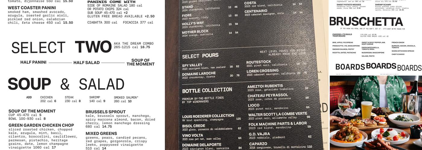 Postino Westminster Menu