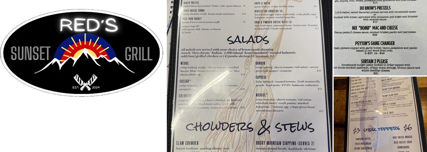 Red's Sunset Grill Menu
