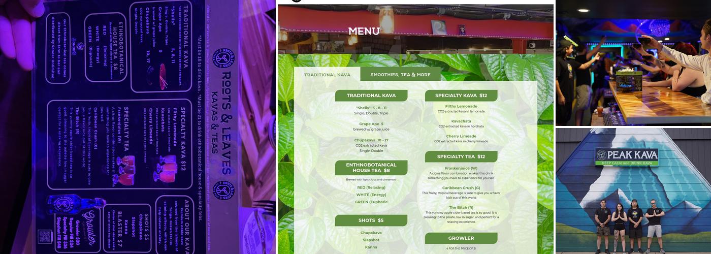 Roots and Leaves: Peak Kava Menu