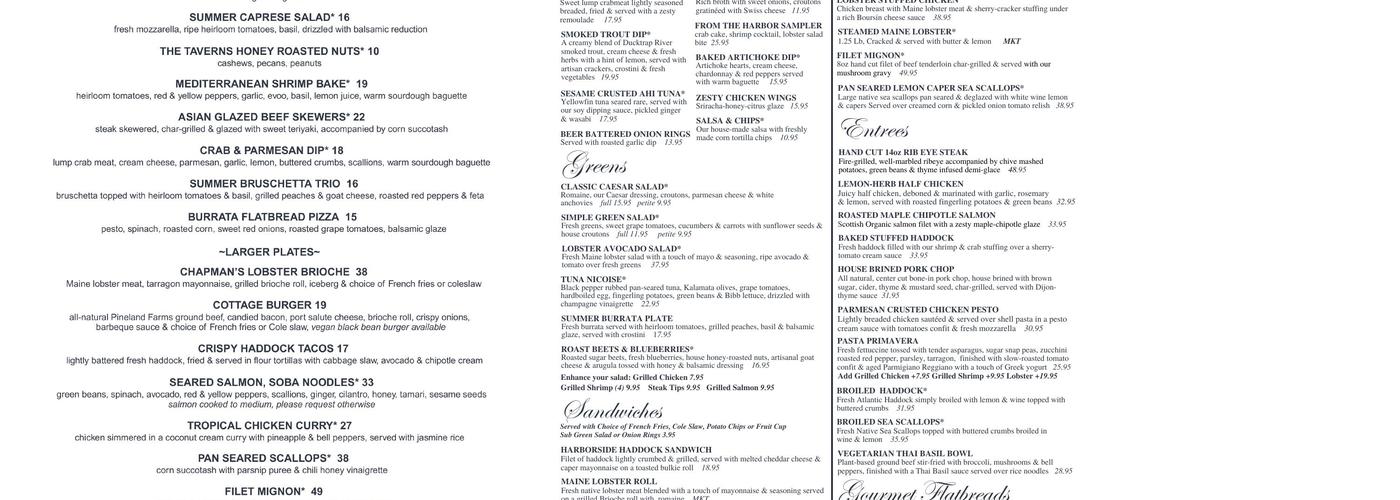 Ship's Cellar Pub Menu