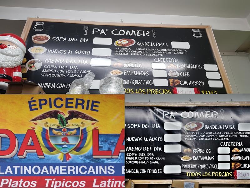 Tienda Latina Menu