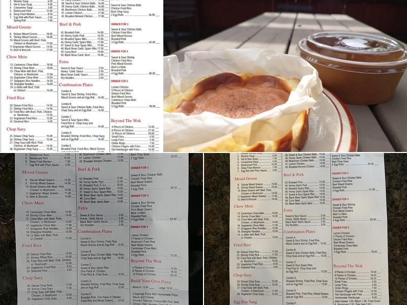 Timber Garden Chinese food Menu