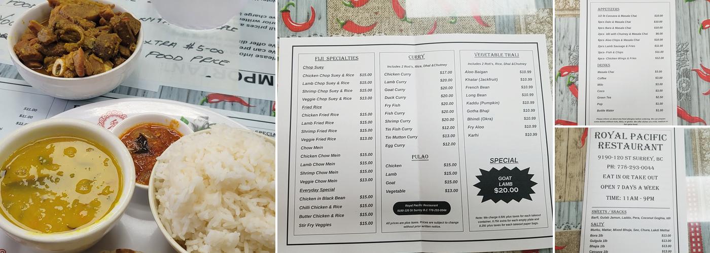 Royal Pacific Restaurant Ltd. Menu