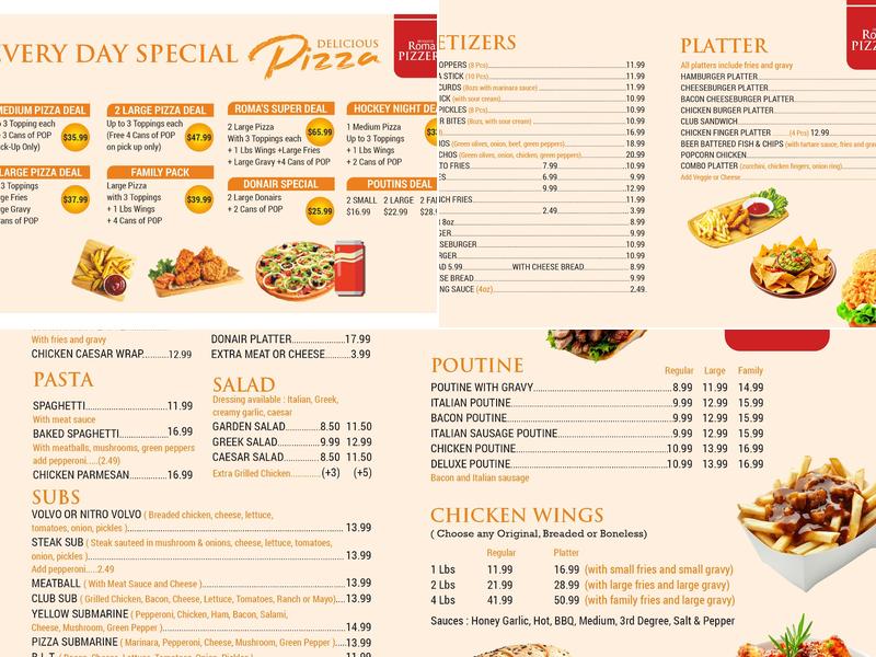 Roma's pizzeria Menu