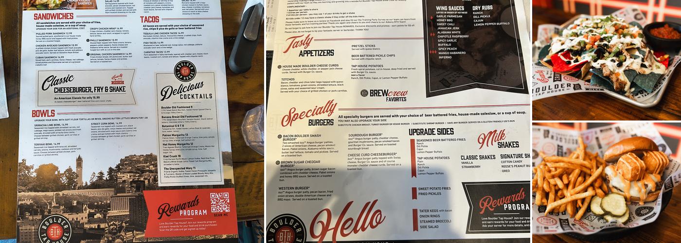 Boulder Tap House Menu