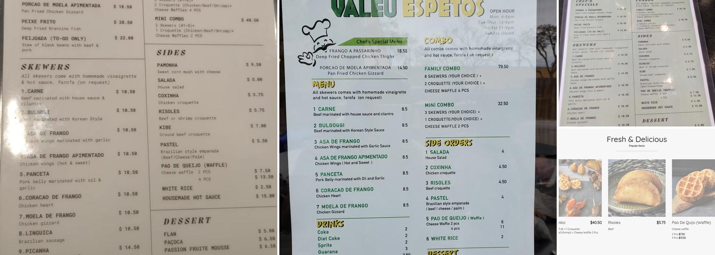 Valeu Espetos Menu
