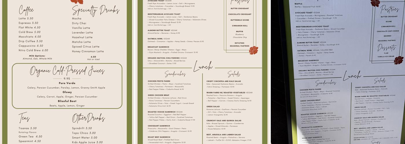 Flora Cafe Menu