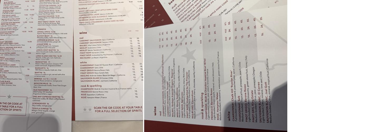 District Bar Menu