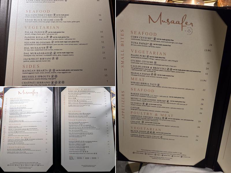 Musaafer Menu