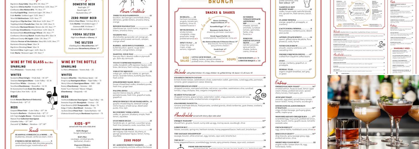 Tribute Eatery & Bar Menu