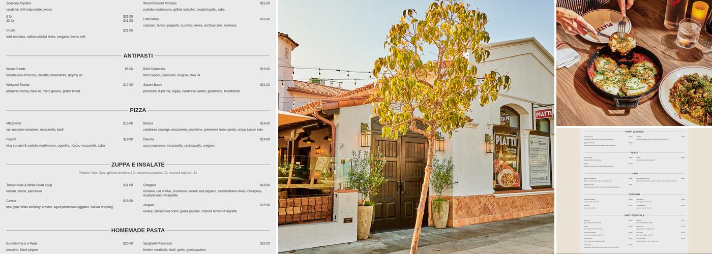 Piatti Menu