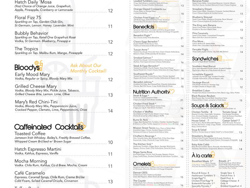 Hatch Early Mood Food Menu