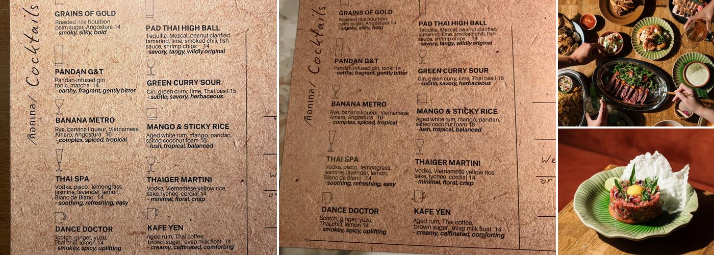 Tipsy Thaiger Menu