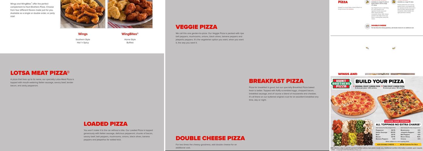 Hunt Brothers Pizza Menu