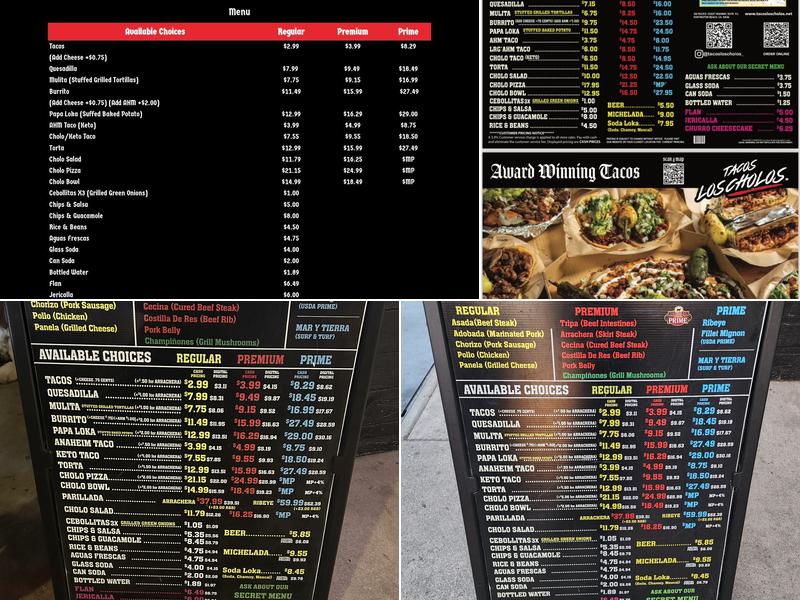 Tacos Los Cholos Menu