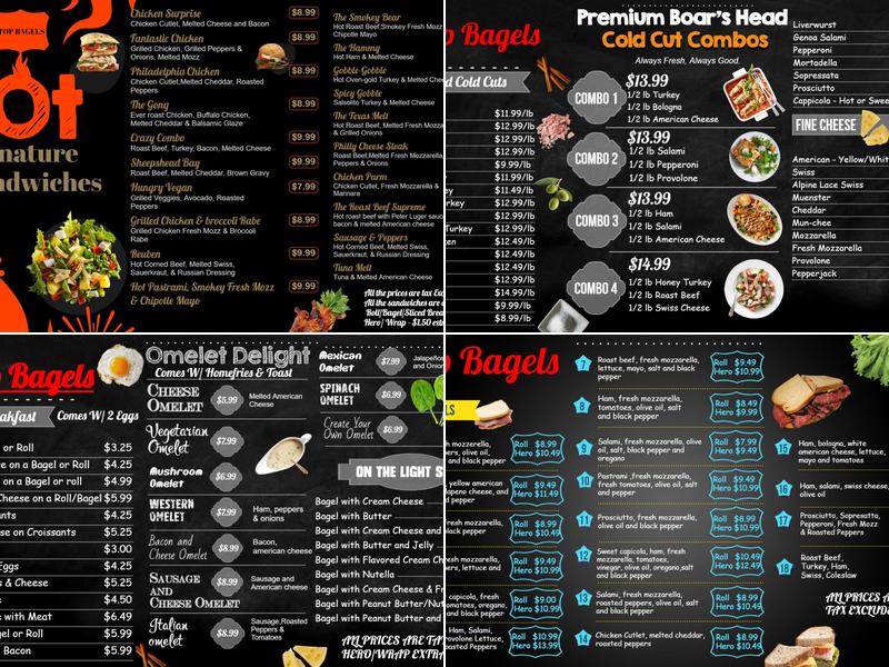 Top Bagels Menu