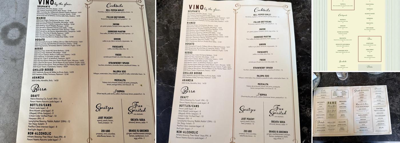 Capri Italian Steakhouse Menu