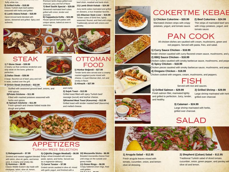 Cappadocia Turkish Cuisine Menu