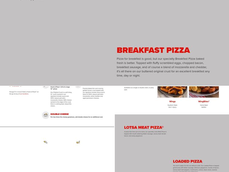 Hunt Brothers Pizza Menu