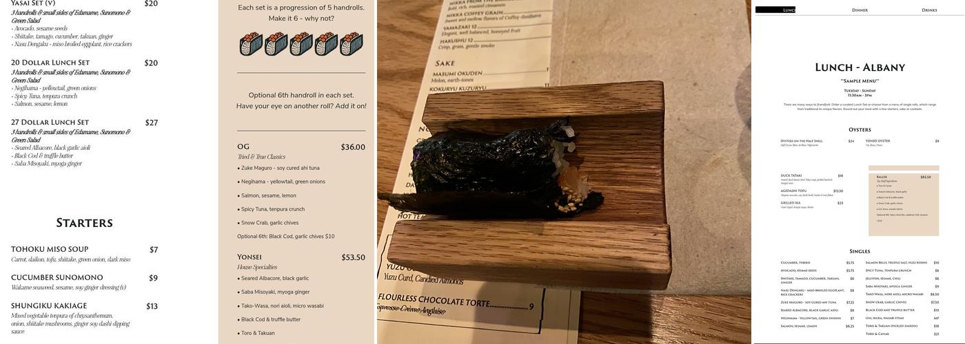 Yonsei Handrolls - Albany Menu