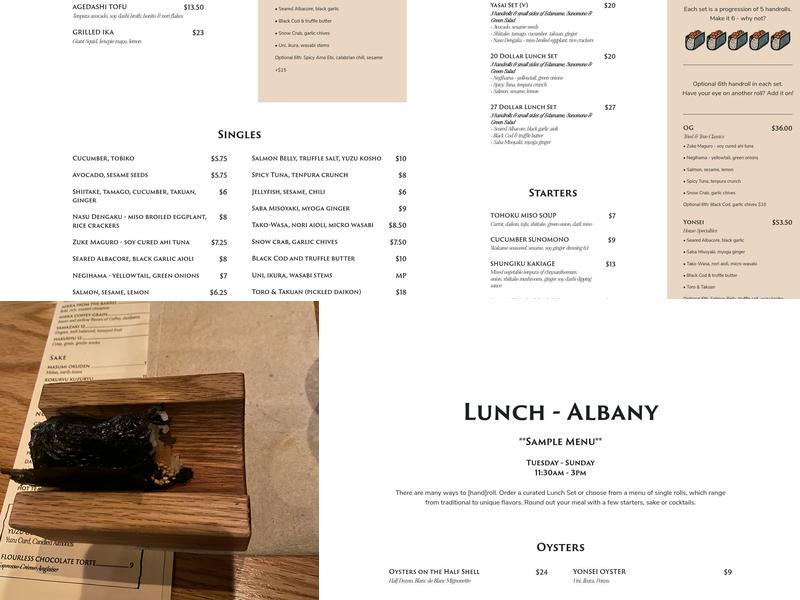 Yonsei Handrolls - Albany Menu