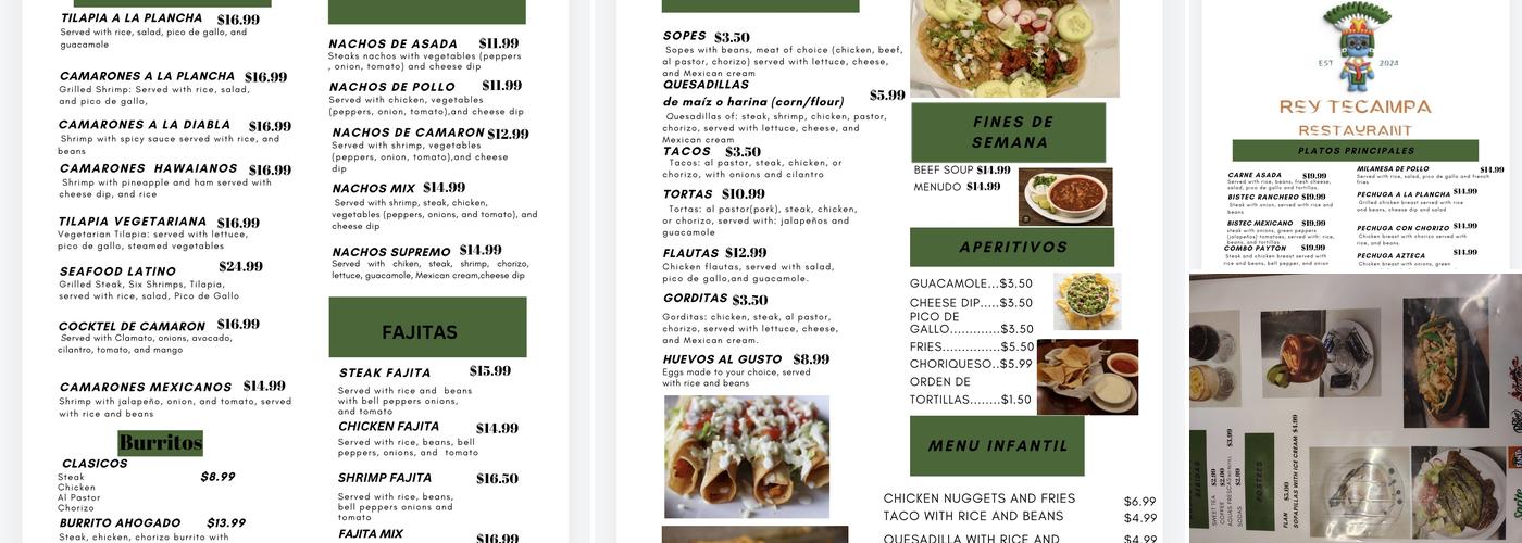 REY TECAMPA Menu