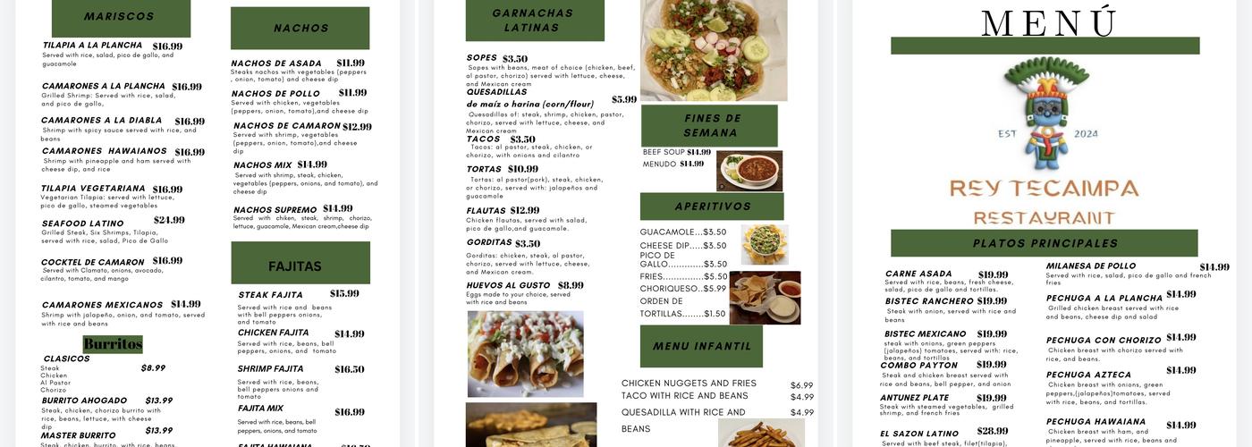 REY TECAMPA Menu